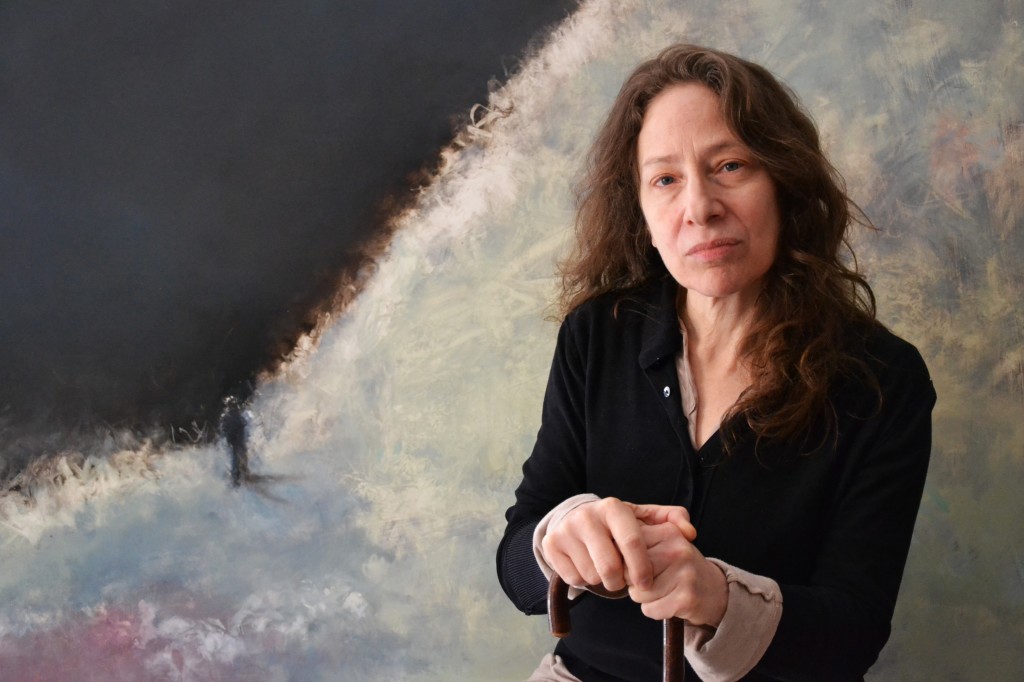 Photo of AM Hoch in front of <em>Sea Change</em> painting