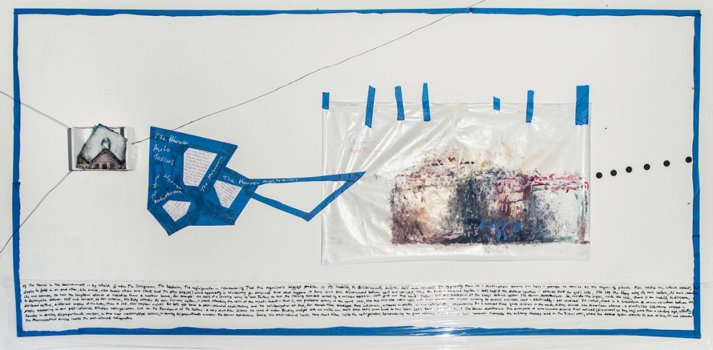 AM HOCH, The Horror Autotoxicus, no.1; wall installation with mixed media, 48 inches x 101 inches (122 cm x 256,5 cm); 2018