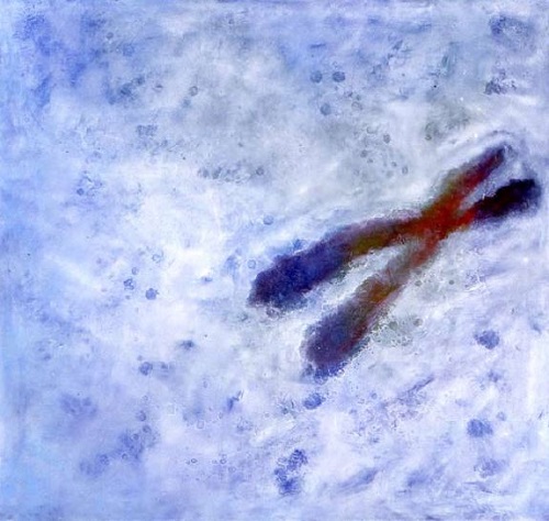 A. M. HOCH, Chromosome in Blue, oil on canvas, 51 x 54 inches, 1998