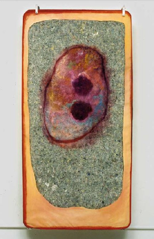 A. M. HOCH, Two Nuclei, oil paint on mattress, 78 x 38 inches, 1998