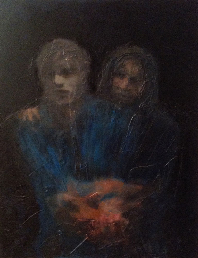 A. M. HOCH, Dark Couple, oil on canvas with resin, 36 x 48 inches, 2006