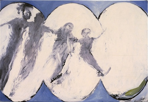A. M. Hoch, Four Breathers, oil on paper mounted on canvas, 18 x 26 inches, 1985