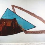 A. M. HOCH, Rushes; installation with oil on canvas and handwritten text on wall, 120 x 221 inches, 1989