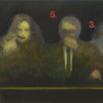 A. M. HOCH, Eating with Others, oil on canvas, 34.75 x 60 inches, 1992