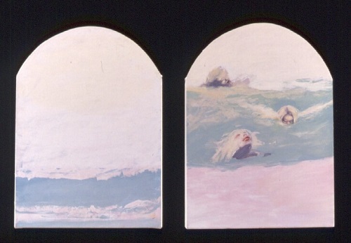 A. M. HOCH, untitled diptych, oil on paper mounted on canvas, 27 x 20 inches and 27 x 20 inches, 1985
