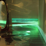 A. M. HOCH, interstices, DETAIL: video projection with mirrors, cast shadows, and painted mirrors, 2002