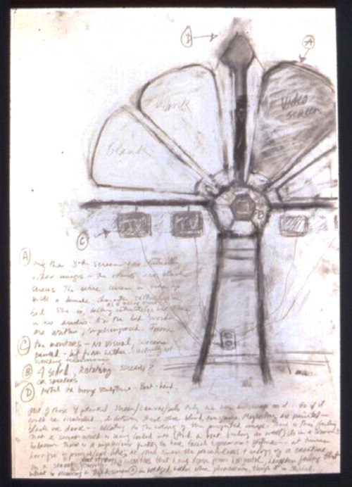 A. M. HOCH, Drawing for an Installation, charcoal on paper, 56 x 39 inches, 1989