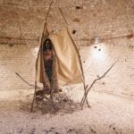 A. M. HOCH; second level of castle tower: Cocoon Boat; mixed media including painted mirror, cardboard, branches, metal, and wires; 14.4ft (height) x 21.2 ft (diameter); 2008/2011