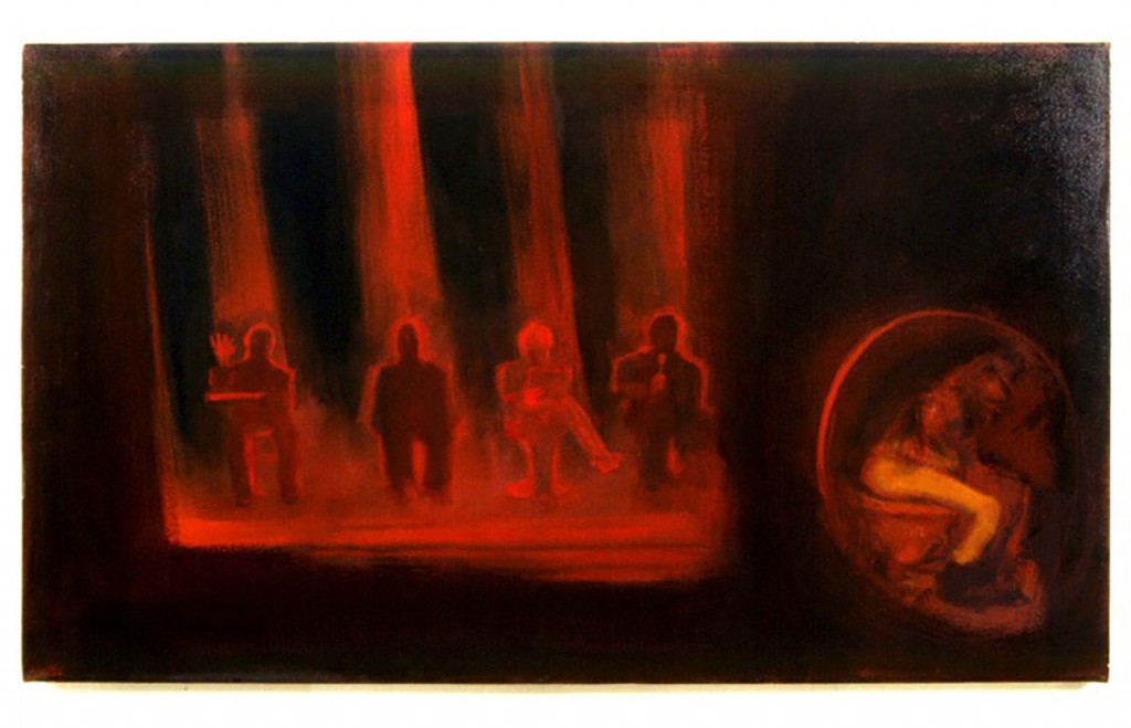 A. M. HOCH, Another Game Show (Panel of Experts), oil on canvas, 31.50 x 54 inches, 1994