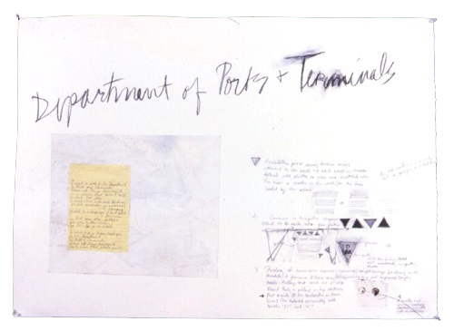 A. M. HOCH, Dept. of Ports and Terminals, mixed media on paper, 26 x 36 inches. 1989