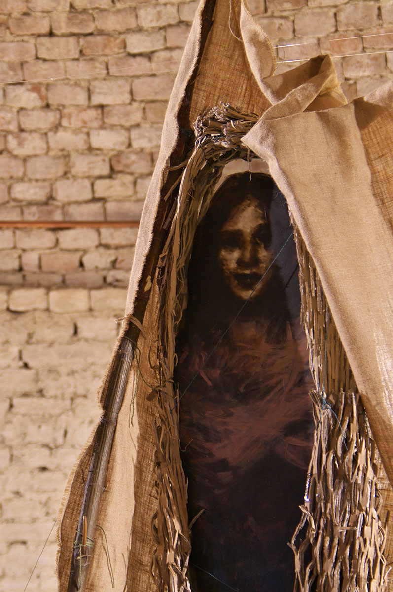 Detail shot of painted mirror imbedded in Cocoon Boat