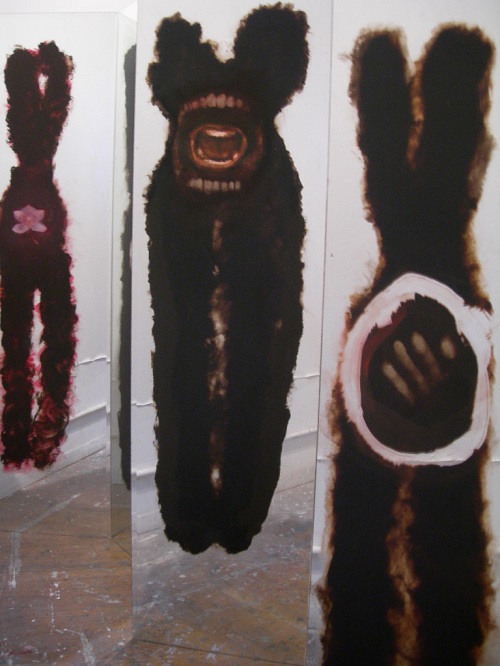 A. M. HOCH, Self-portrait (in-progress), installation with paintings on mirrors, dimensions variable, began 2004