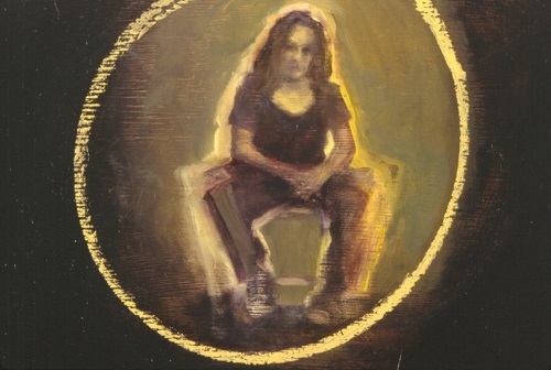 A. M. HOCH, Self-portrait as a Game Show Contestant, DETAIL, oil on canvas, 1992