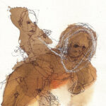 A. M. HOCH, Monster Tamer (riding), ink wash on paper, 7 x 5 inches, 2009