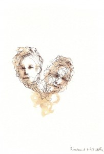 A. M. HOCH, Rimbaud and His Mother #2, ink wash on paper, 7 x 5 inches, 2009