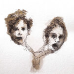 A. M. HOCH, Rimbaud and His Mother (redux), ink wash on paper, 7 x 5 inches, 2013