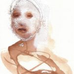 A. M. HOCH, Female Boat Creature, ink wash and chalk, 5 x 7 inches, 2012