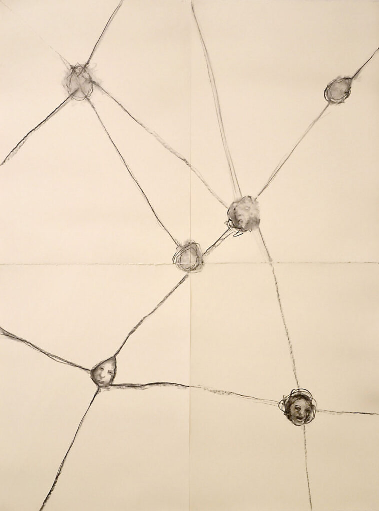 A. M. HOCH, Connected Heads in Four Parts, mixed media on paper; 153 x 112 cm (60 x 44 inches), 2010