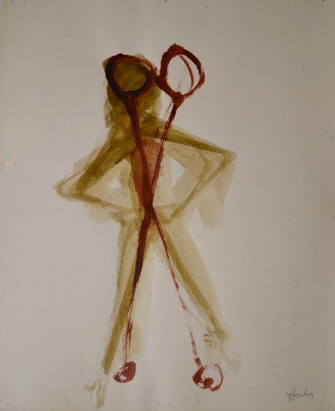 AM HOCH, Conjoined Couple, ink wash on paper, approximately 43 x 35.5 cm, (17 x 14 inches), 2002