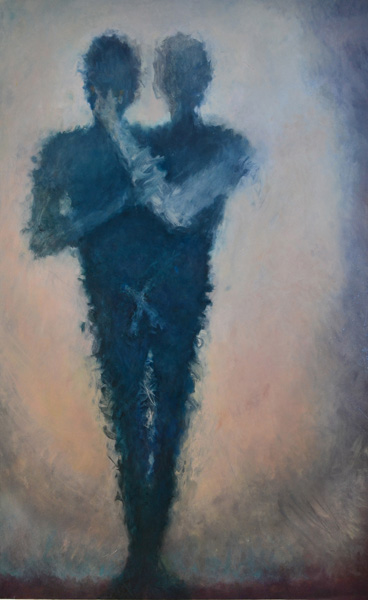 AM HOCH, Long Couple (with fingers in face), oil on canvas, 155  x 91 cm, (60 x 36 inches), 2007