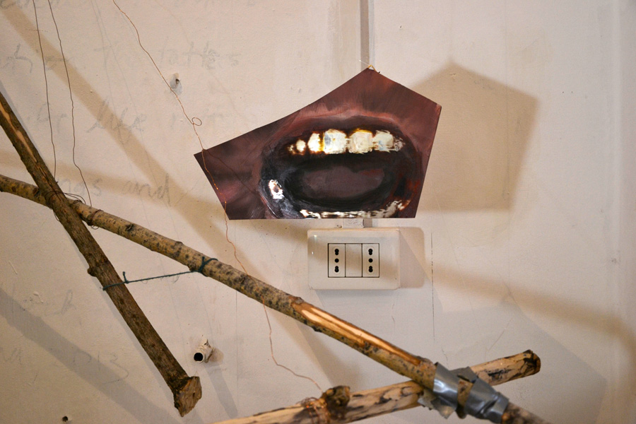 AM HOCH, Here Now Am (Breathing Vessel), DETAIL, painted mirror, 2014