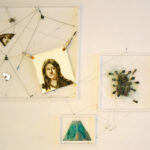 AM HOCH, Weird Triptych for a Young Boat, mixed media including painted mirrors, wires, painted pulleys embedded in resin, pushpins, and wooden frames; approximately 177 x 215 cm, (70 x 87 inches), 2013