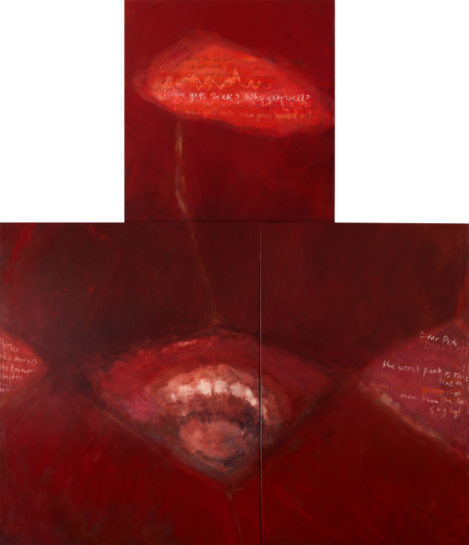 The Horror Autotoxicus,  #1 triptych, Who Gets Sick, Who Gets Well?, oil on canvas, 200cm x 180cm (78.7 x 70.9 Inches), 2021