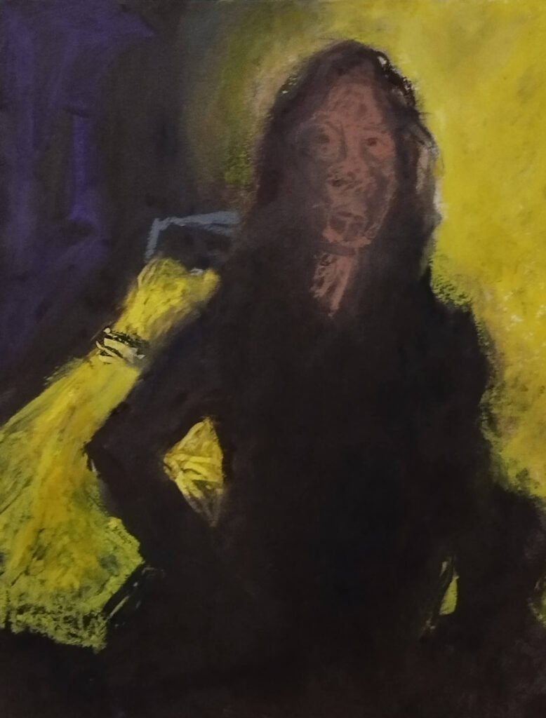 art entitled Figure with Bed, (yellow) by AM Hoch