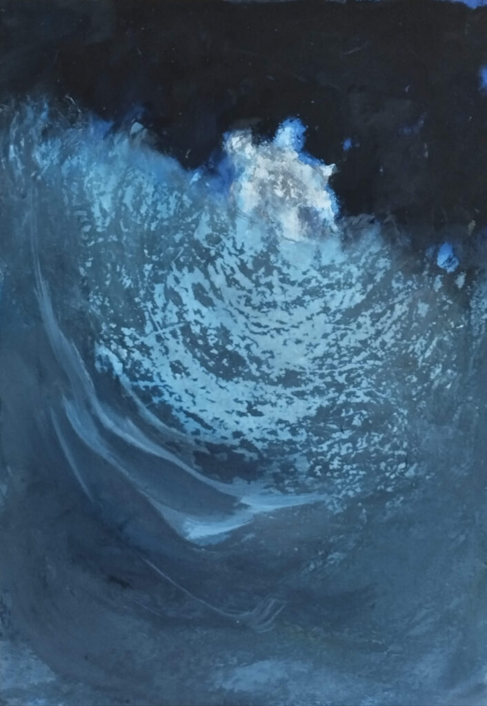 art entitled Crossing the River (blue) by AM Hoch