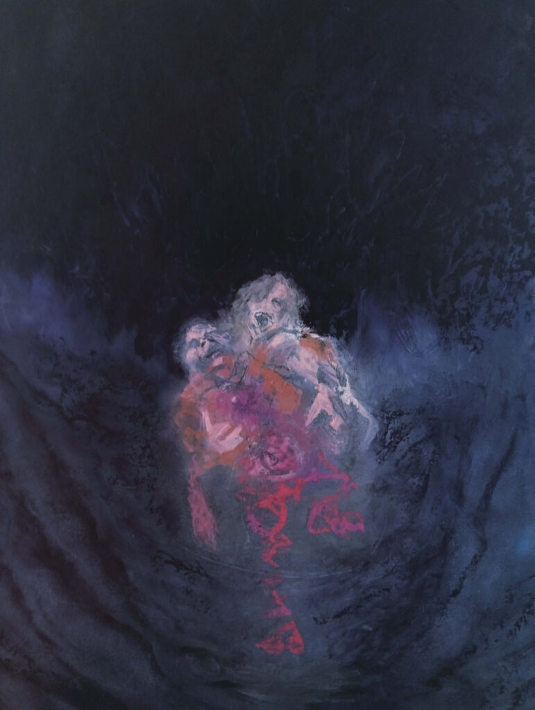 art entitled Crossing the River (woman on top by AM Hoch