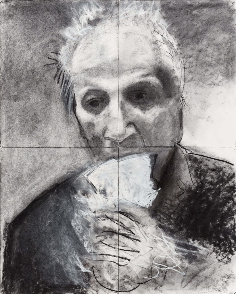 drawing entitled Hand to mouth (on four sheets of paper) by AM Hoch